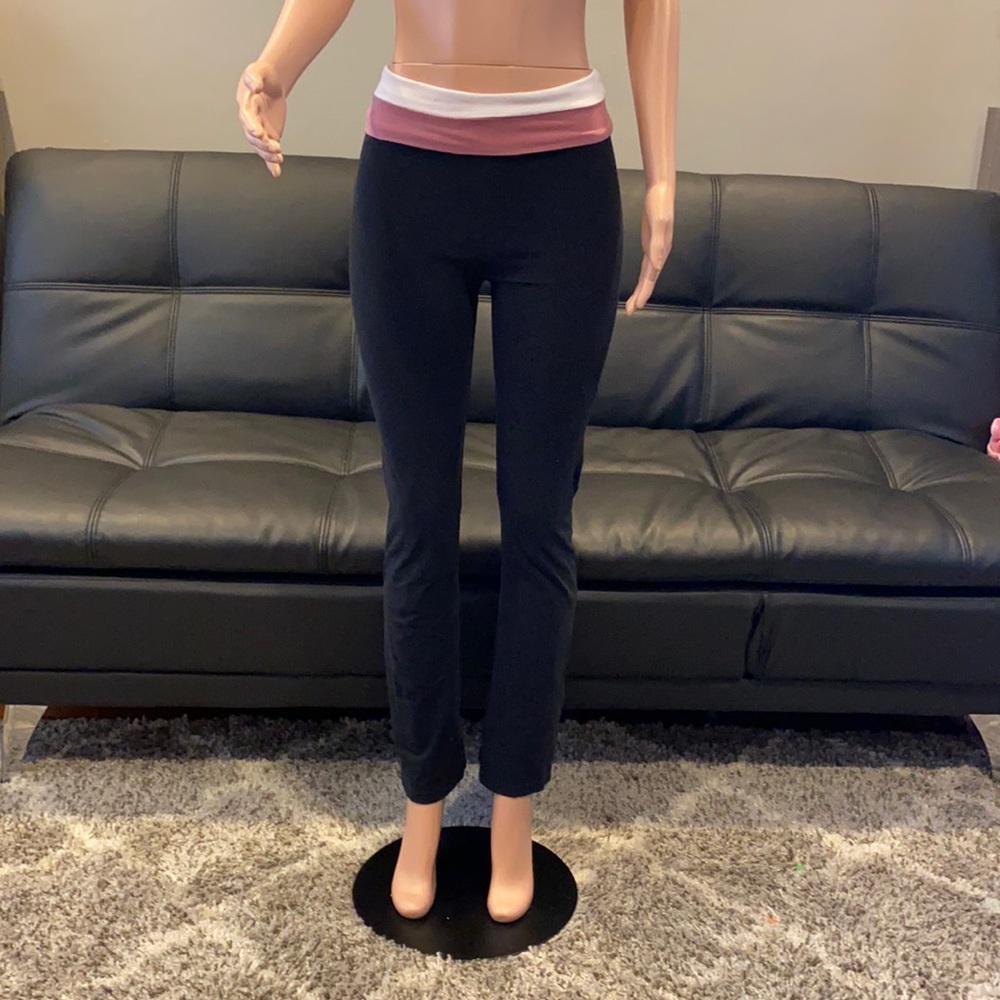 PINK Victoria’s Secret Flare Leggings Pink Mauve Double Stripe Foldover